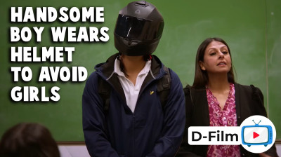 Handsome Boy Wears Helmet To Avoid Girls